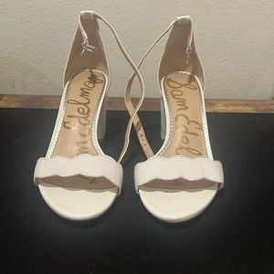 White scallop Sam Edelman block heel